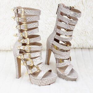 Size 9 Brand New Draco High Heel Strappy Buckle Ankle Boots Shoes Nelly Bernal